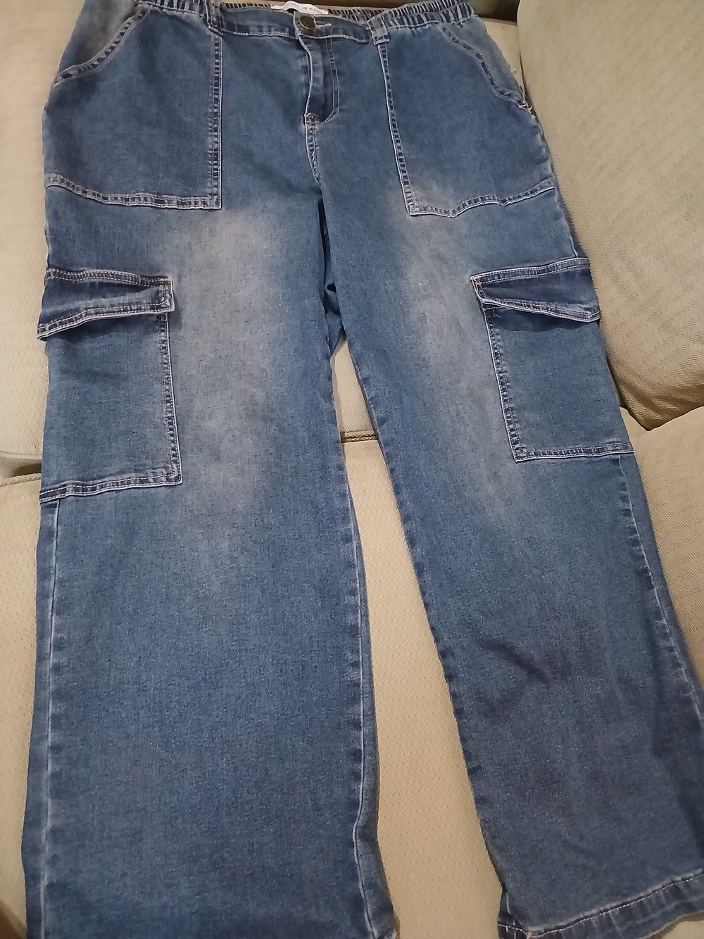 Women's Gogo Skater Collection Blue Cargo Jeans - Classic Utility Style Size 18